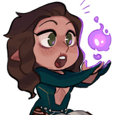 Gwyndolyn Chibi art of female wizard holding magic done by artist Kaachiel